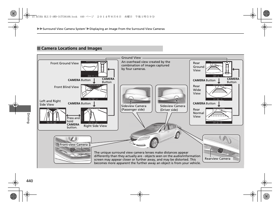 Camera locations and images | Acura 2014 RLX Hybrid - Owner's Manual User Manual | Page 441 / 565