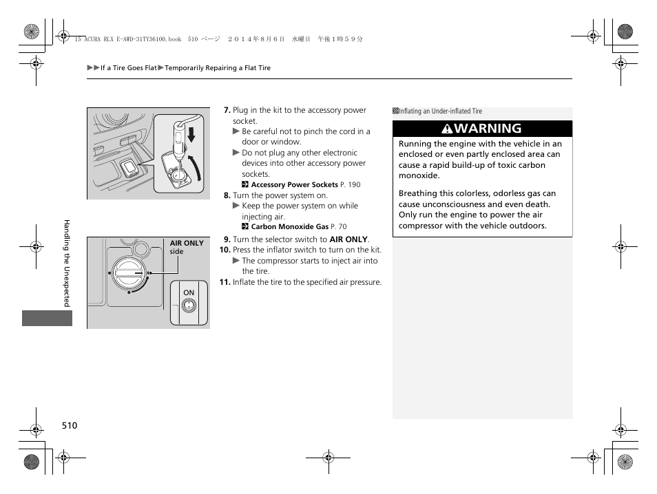 Warning | Acura 2014 RLX Hybrid - Owner's Manual User Manual | Page 511 / 565