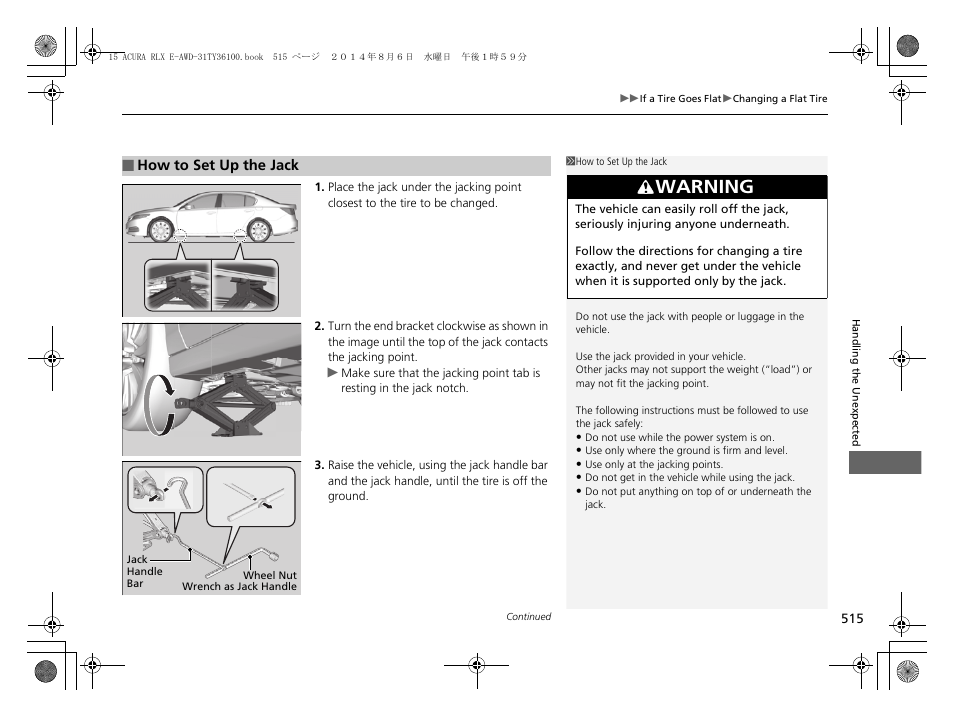 Warning | Acura 2014 RLX Hybrid - Owner's Manual User Manual | Page 516 / 565