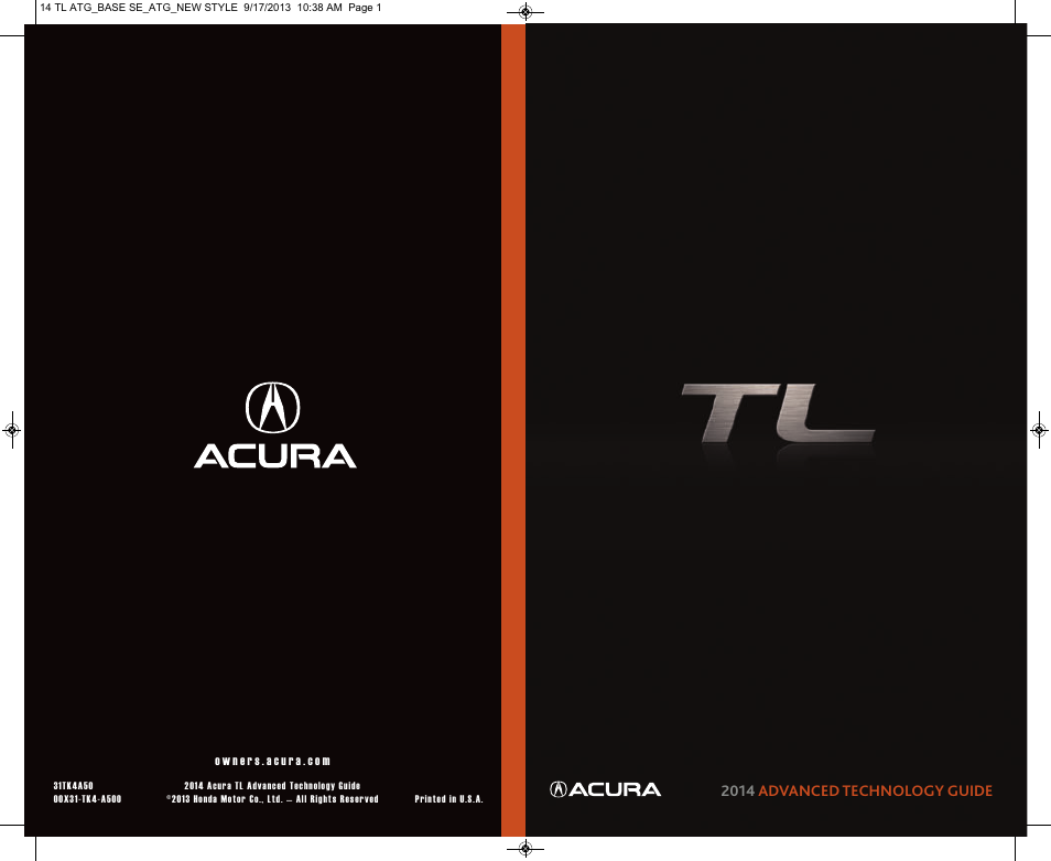 Acura 2014 TL - Technology Reference Guide (Base) User Manual | 10 pages