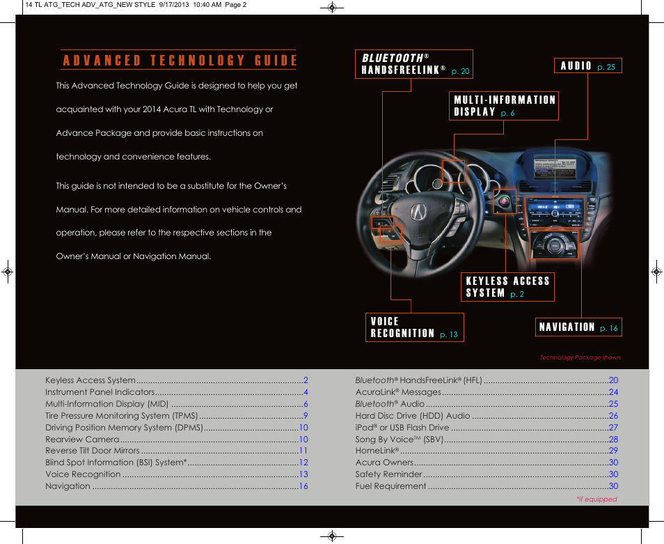 Navigation | Acura 2014 TL - Technology Reference Guide (Tech) User Manual | Page 2 / 17