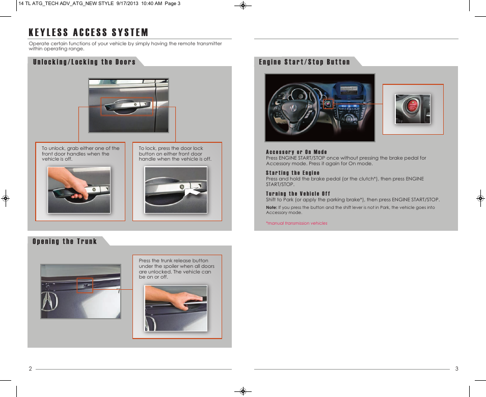 P. 2 | Acura 2014 TL - Technology Reference Guide (Tech) User Manual | Page 3 / 17