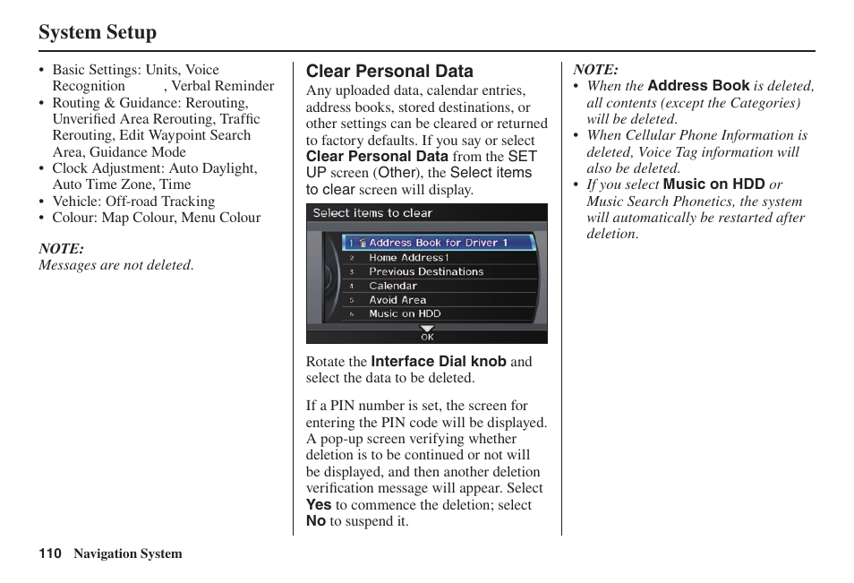 System setup | Acura 2014 TL - Navigation Manual User Manual | Page 111 / 160