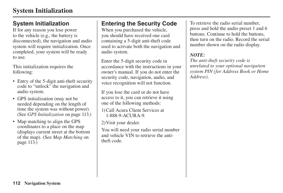 System initialization | Acura 2014 TL - Navigation Manual User Manual | Page 113 / 160