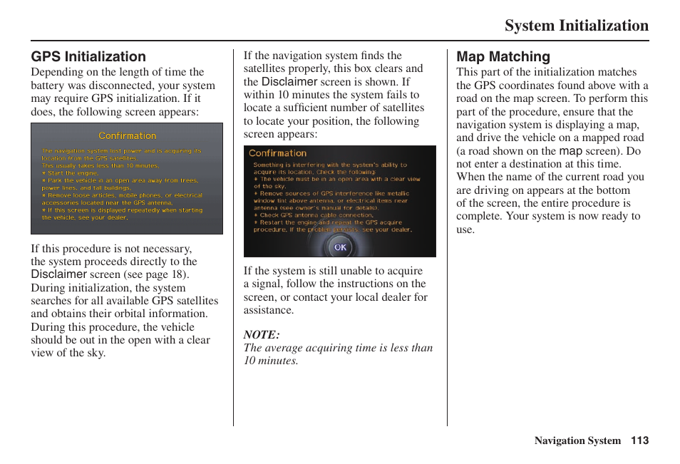 System initialization | Acura 2014 TL - Navigation Manual User Manual | Page 114 / 160