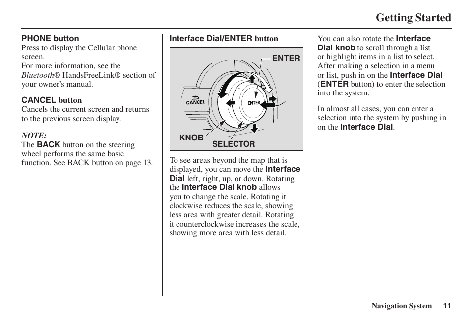 Getting started | Acura 2014 TL - Navigation Manual User Manual | Page 12 / 160