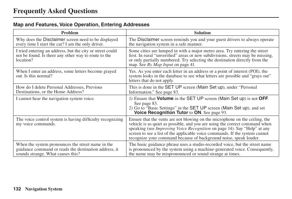 Frequently asked questions | Acura 2014 TL - Navigation Manual User Manual | Page 133 / 160