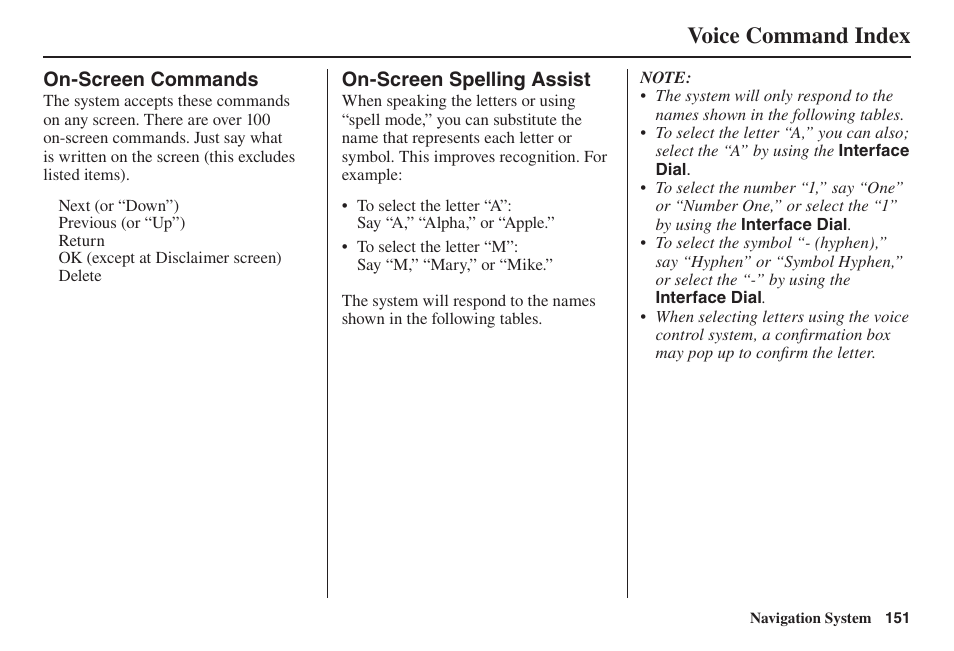 Voice command index | Acura 2014 TL - Navigation Manual User Manual | Page 152 / 160