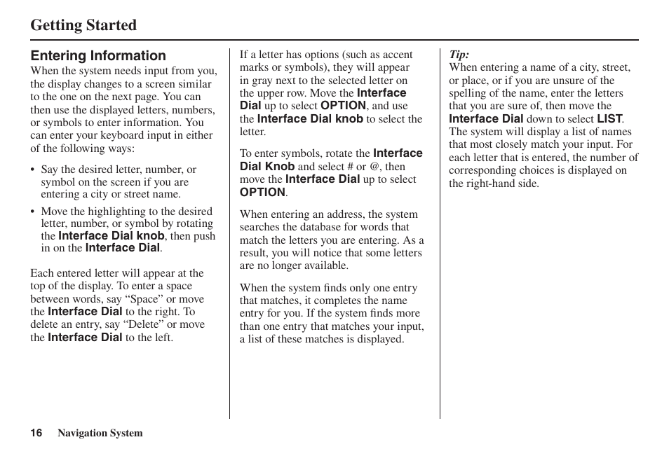 Getting started | Acura 2014 TL - Navigation Manual User Manual | Page 17 / 160