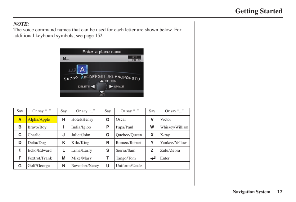 Getting started | Acura 2014 TL - Navigation Manual User Manual | Page 18 / 160