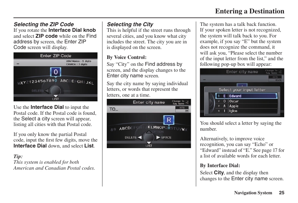Entering a destination | Acura 2014 TL - Navigation Manual User Manual | Page 26 / 160