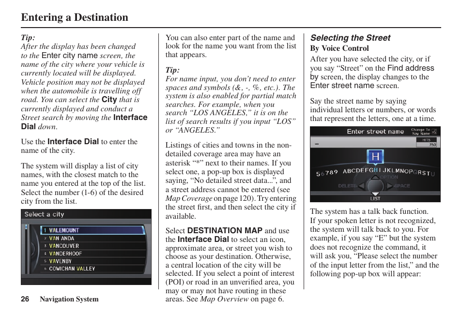 Entering a destination | Acura 2014 TL - Navigation Manual User Manual | Page 27 / 160