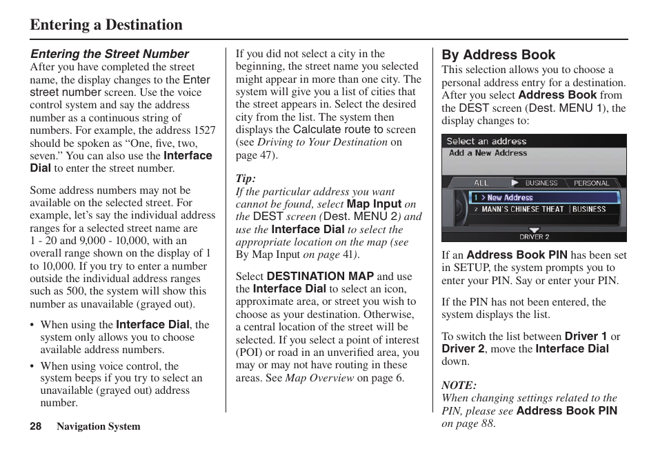 Entering a destination | Acura 2014 TL - Navigation Manual User Manual | Page 29 / 160
