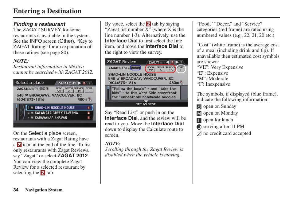 Entering a destination | Acura 2014 TL - Navigation Manual User Manual | Page 35 / 160