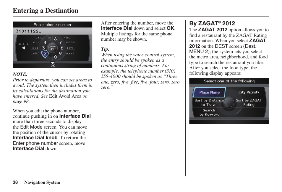 Entering a destination | Acura 2014 TL - Navigation Manual User Manual | Page 39 / 160