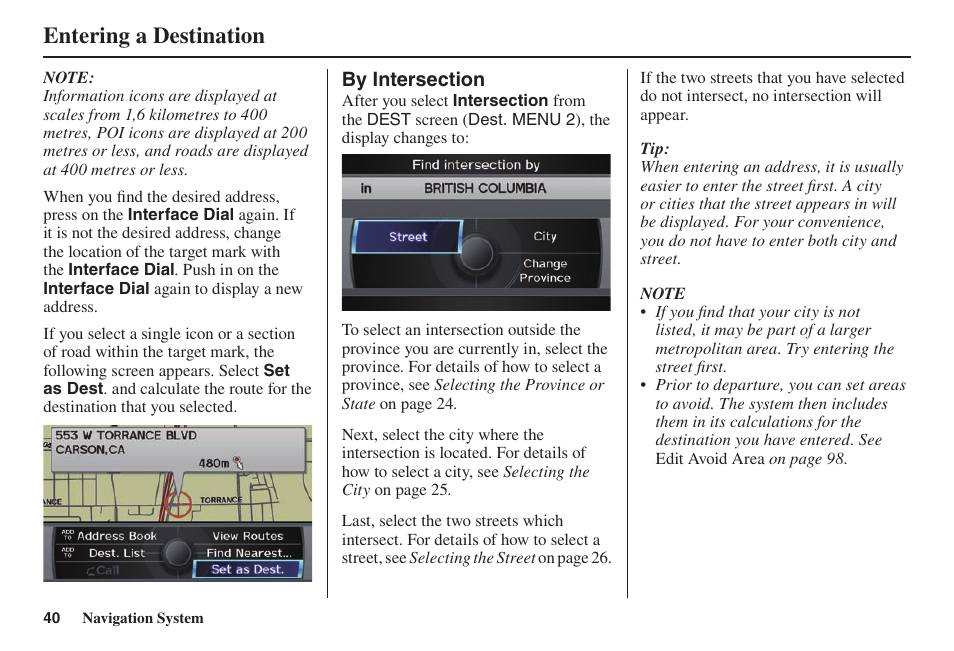 Entering a destination | Acura 2014 TL - Navigation Manual User Manual | Page 41 / 160