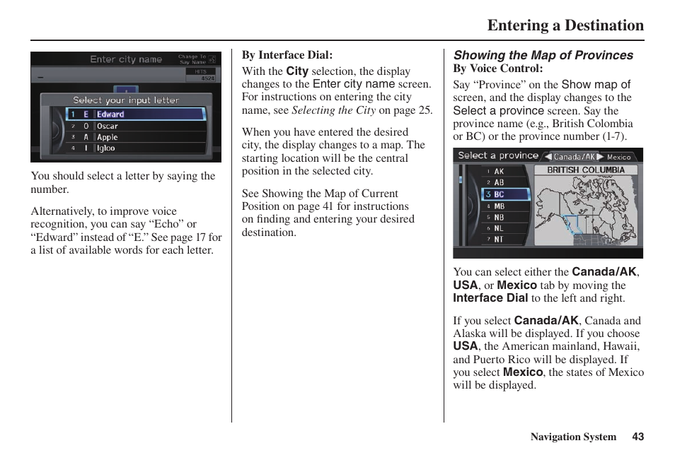 Entering a destination | Acura 2014 TL - Navigation Manual User Manual | Page 44 / 160