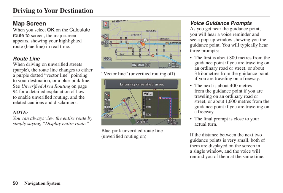 Driving to your destination | Acura 2014 TL - Navigation Manual User Manual | Page 51 / 160