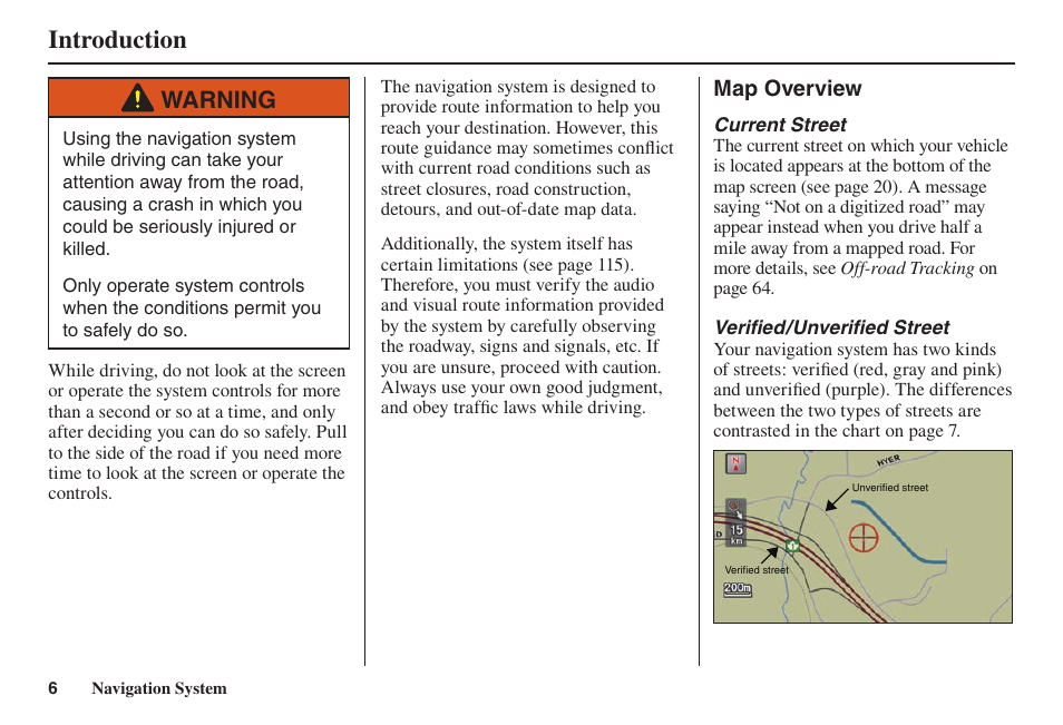 Introduction, Warning | Acura 2014 TL - Navigation Manual User Manual | Page 7 / 160
