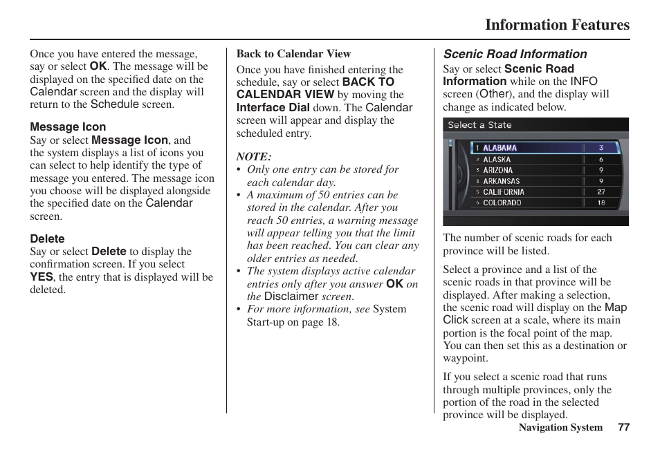 Information features | Acura 2014 TL - Navigation Manual User Manual | Page 78 / 160