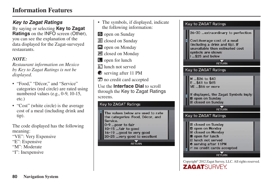 Information features | Acura 2014 TL - Navigation Manual User Manual | Page 81 / 160