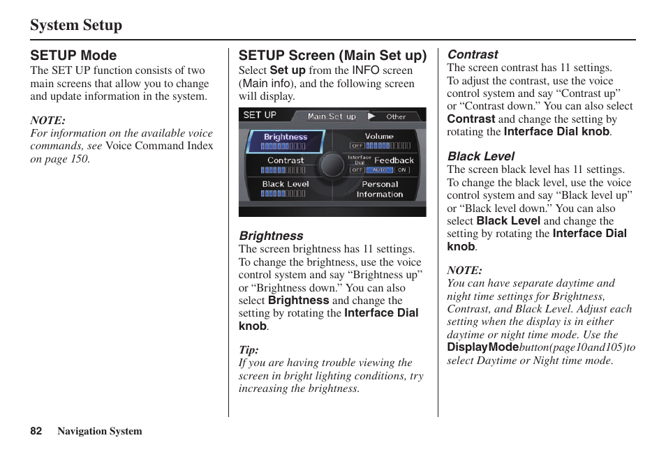 System setup | Acura 2014 TL - Navigation Manual User Manual | Page 83 / 160