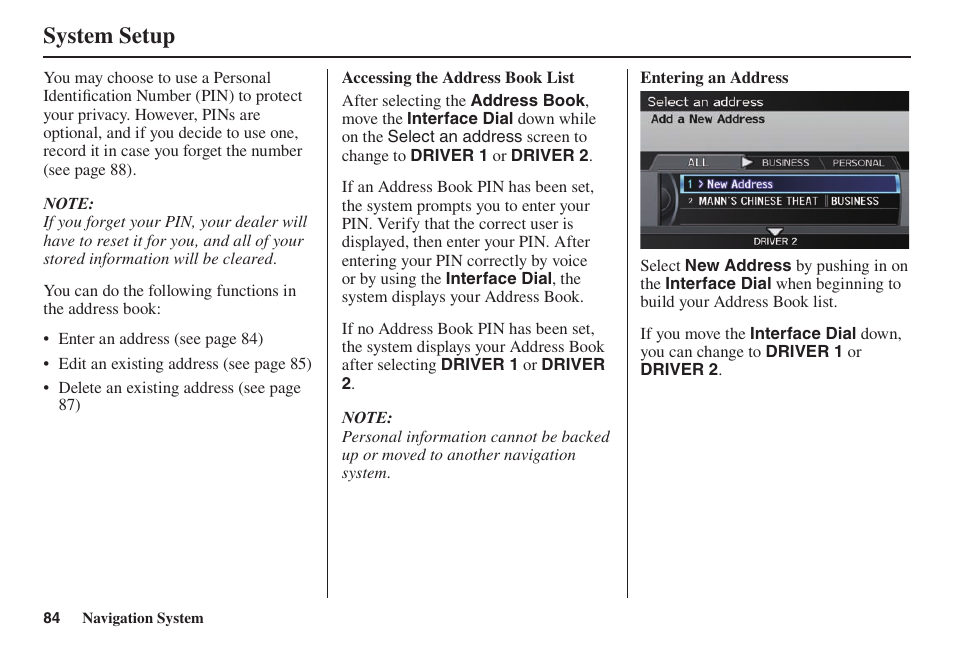 System setup | Acura 2014 TL - Navigation Manual User Manual | Page 85 / 160