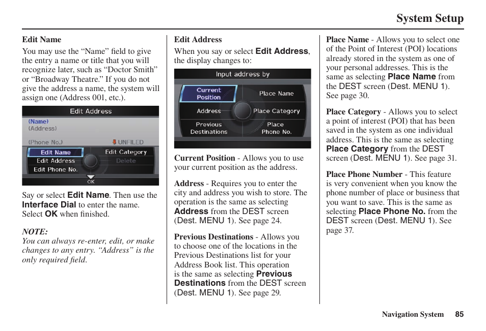 System setup | Acura 2014 TL - Navigation Manual User Manual | Page 86 / 160