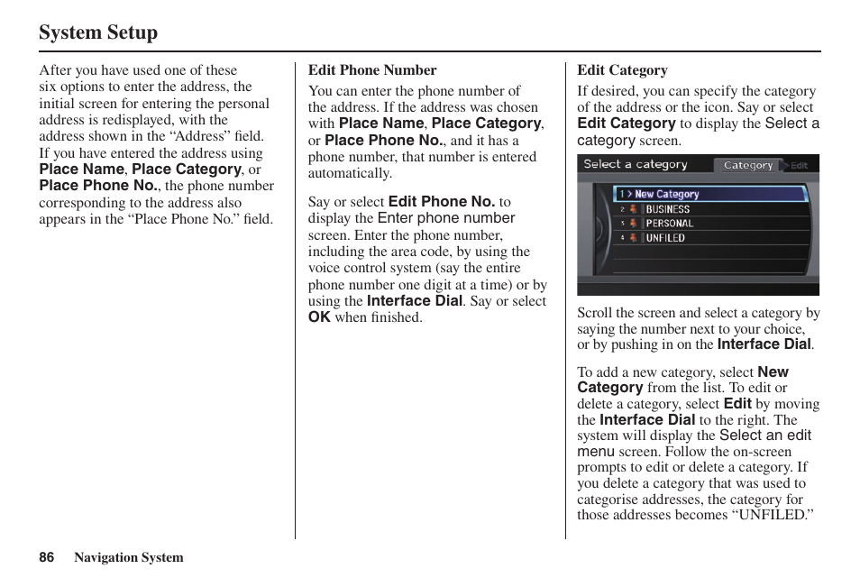 System setup | Acura 2014 TL - Navigation Manual User Manual | Page 87 / 160