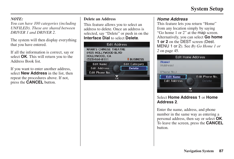 System setup | Acura 2014 TL - Navigation Manual User Manual | Page 88 / 160