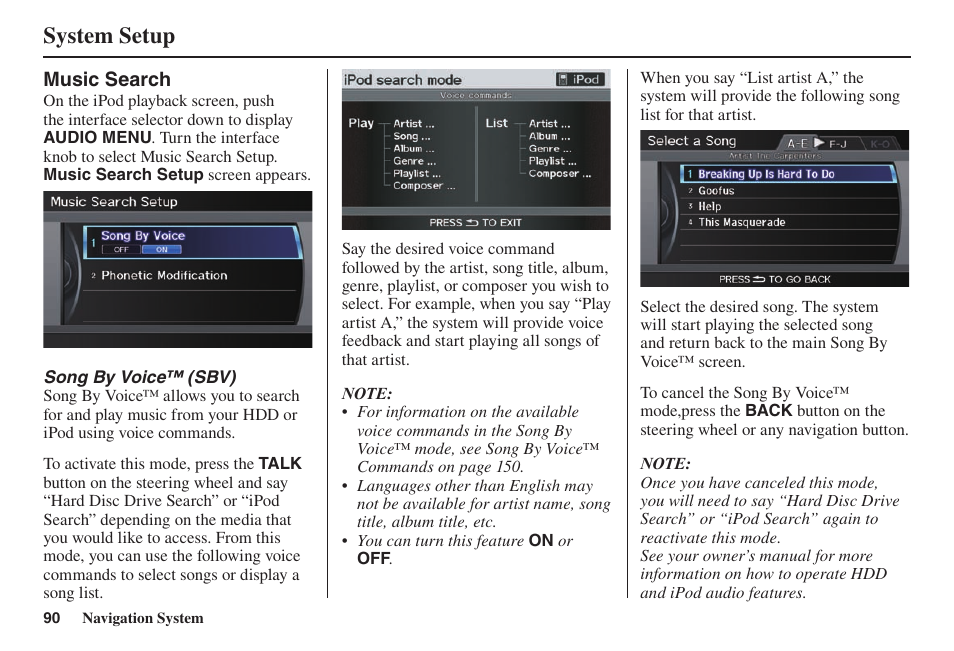 System setup | Acura 2014 TL - Navigation Manual User Manual | Page 91 / 160