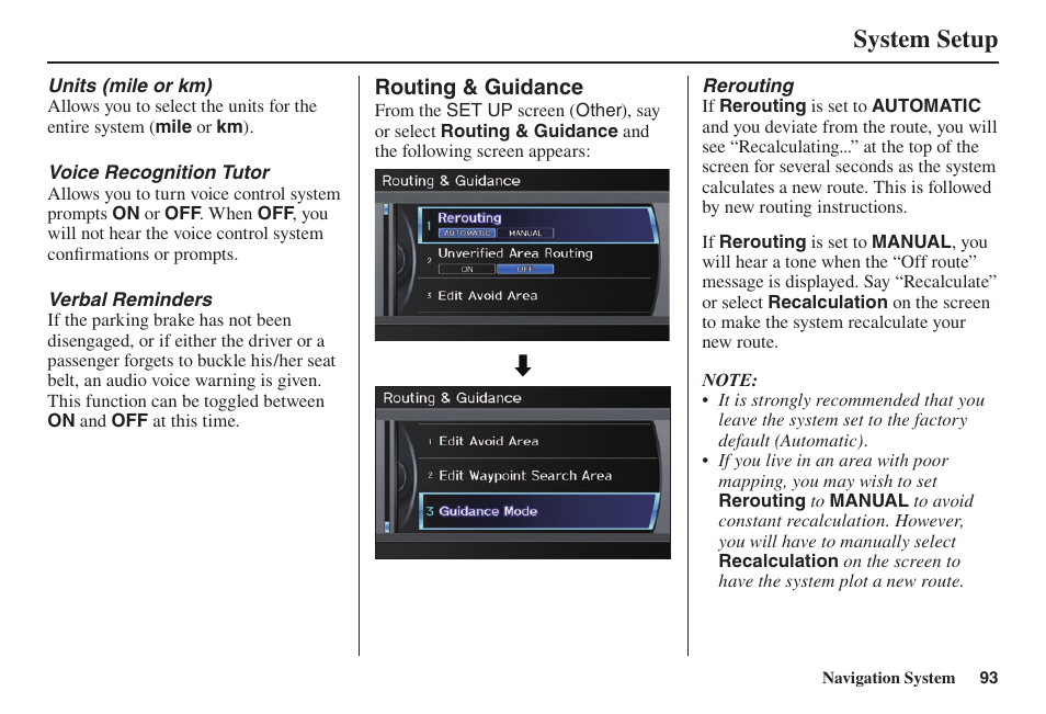 System setup | Acura 2014 TL - Navigation Manual User Manual | Page 94 / 160