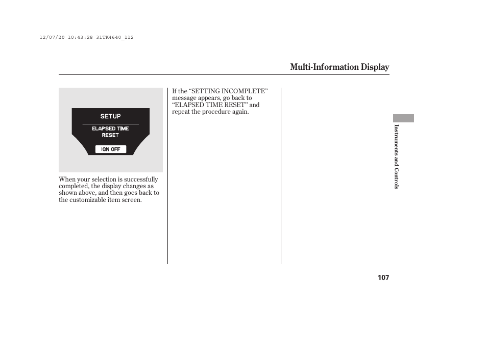 Multi-information display | Acura 2014 TL - Owner's Manual User Manual | Page 113 / 653