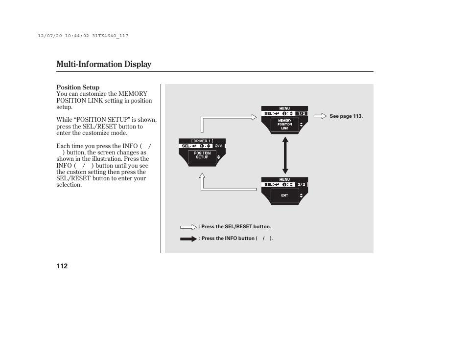 Multi-information display | Acura 2014 TL - Owner's Manual User Manual | Page 118 / 653