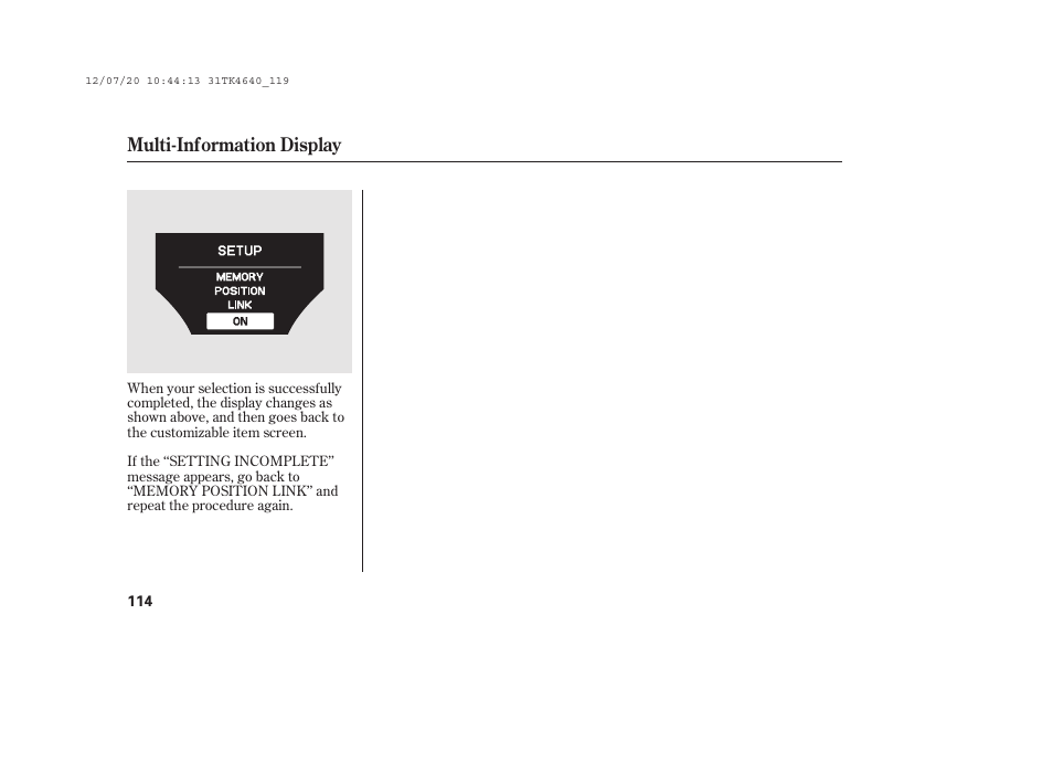 Multi-information display | Acura 2014 TL - Owner's Manual User Manual | Page 120 / 653