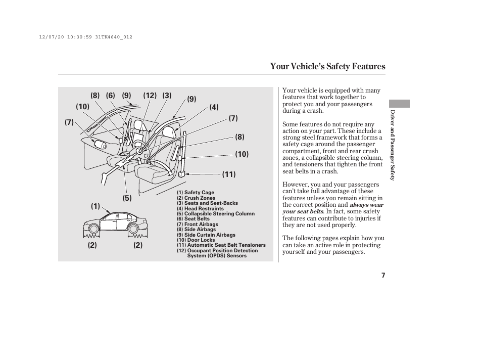 Your vehicle’s safety features | Acura 2014 TL - Owner's Manual User Manual | Page 13 / 653