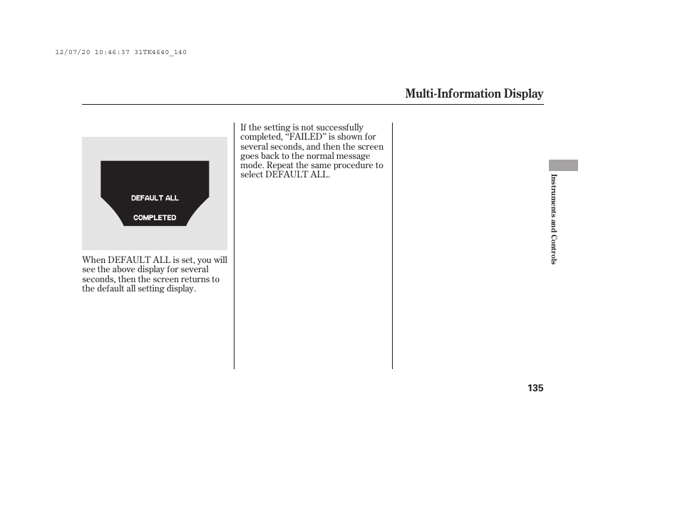Multi-information display | Acura 2014 TL - Owner's Manual User Manual | Page 141 / 653