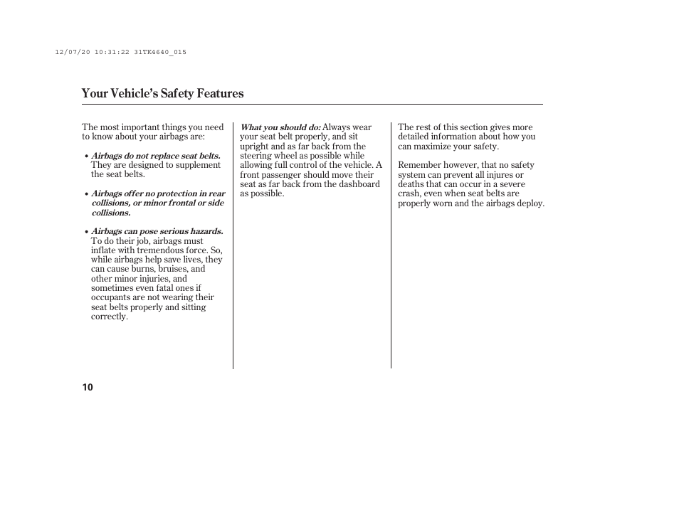 Your vehicle’s safety features | Acura 2014 TL - Owner's Manual User Manual | Page 16 / 653