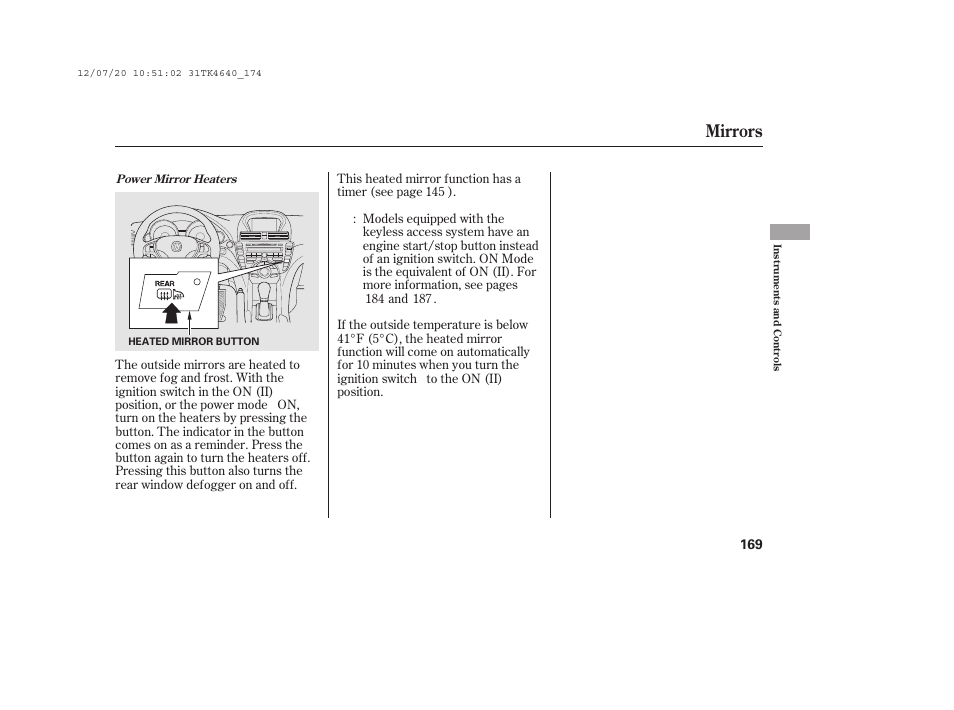 Mirrors | Acura 2014 TL - Owner's Manual User Manual | Page 175 / 653