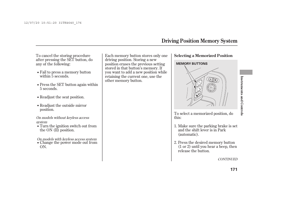 Acura 2014 TL - Owner's Manual User Manual | Page 177 / 653