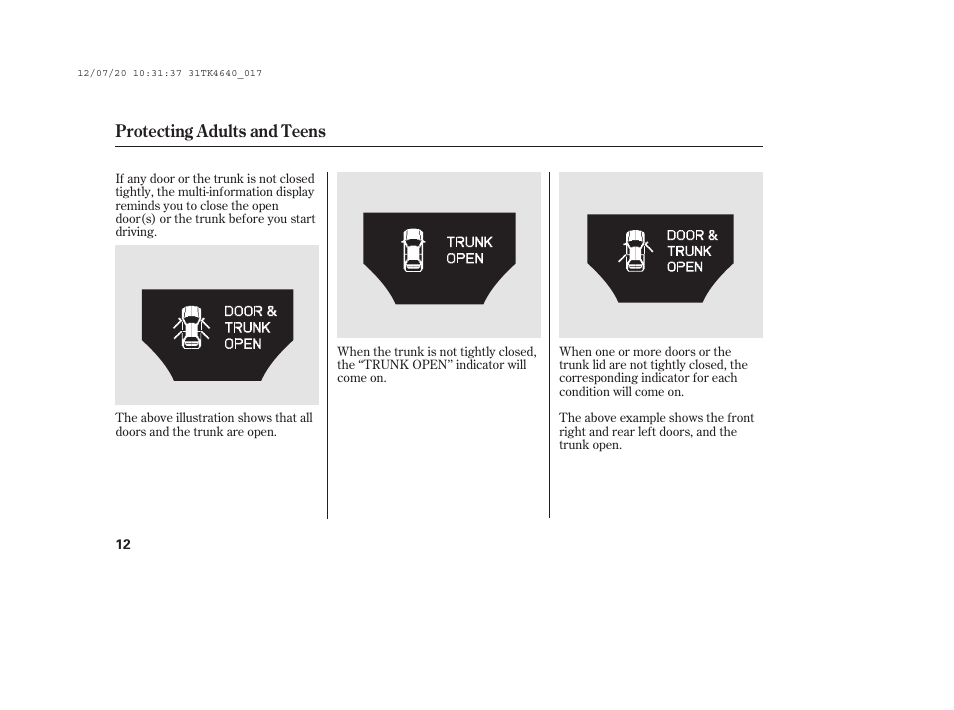 Protecting adults and teens | Acura 2014 TL - Owner's Manual User Manual | Page 18 / 653