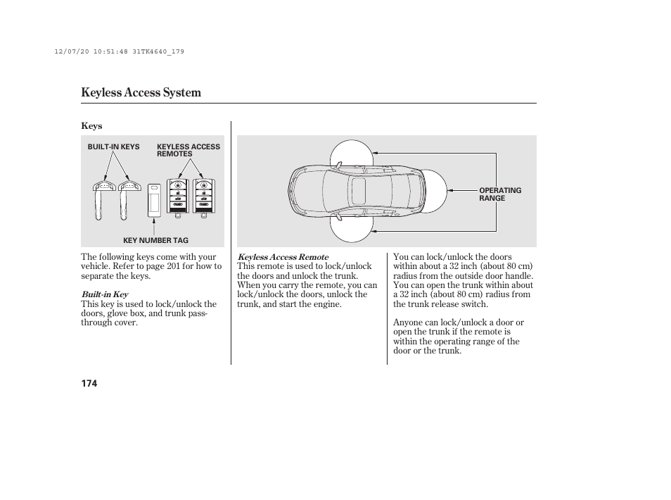 Keyless access system | Acura 2014 TL - Owner's Manual User Manual | Page 180 / 653