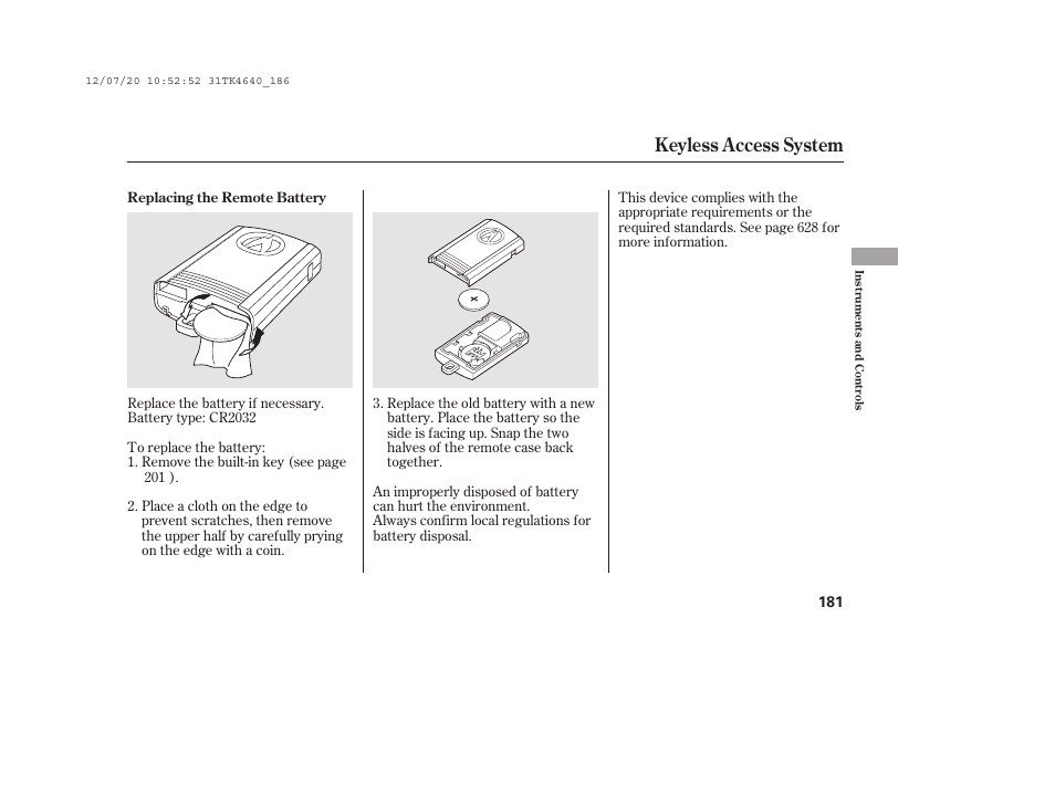 Keyless access system | Acura 2014 TL - Owner's Manual User Manual | Page 187 / 653