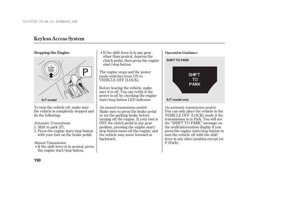 Keyless access system | Acura 2014 TL - Owner's Manual User Manual | Page 196 / 653