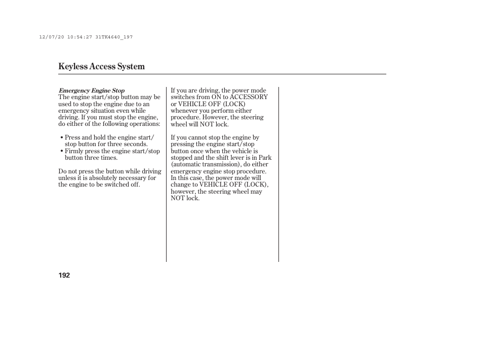 Keyless access system | Acura 2014 TL - Owner's Manual User Manual | Page 198 / 653