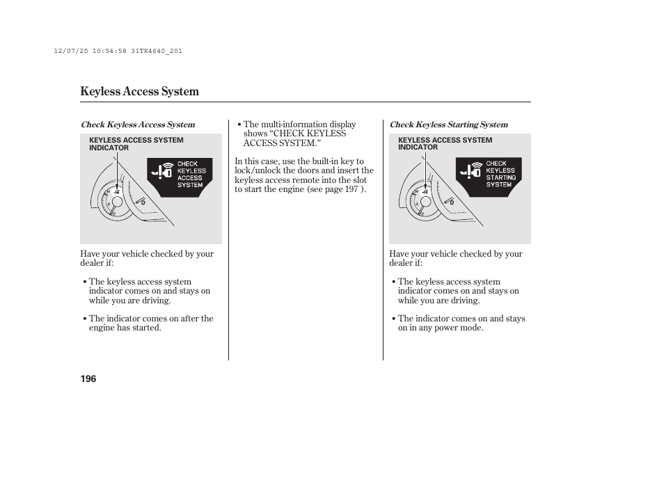 Keyless access system | Acura 2014 TL - Owner's Manual User Manual | Page 202 / 653