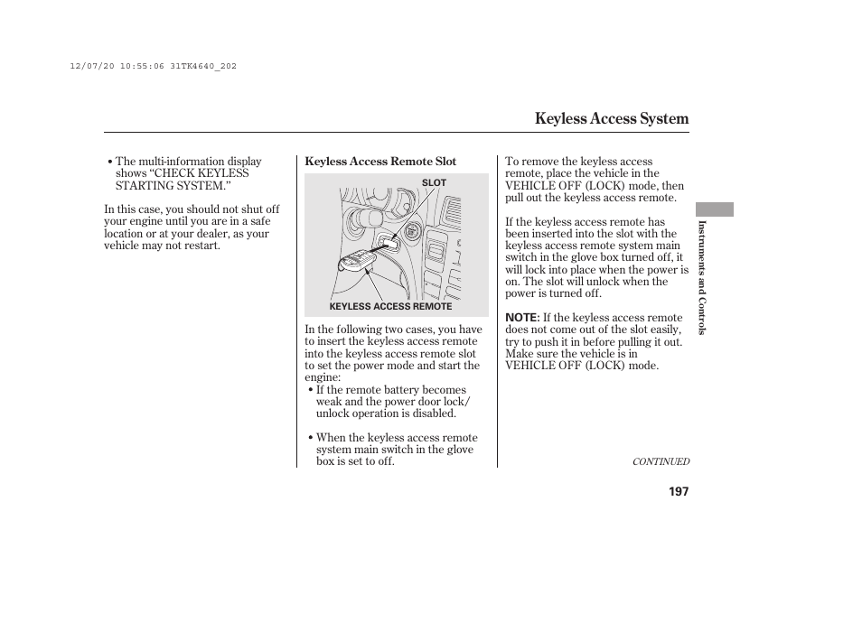 Keyless access system | Acura 2014 TL - Owner's Manual User Manual | Page 203 / 653