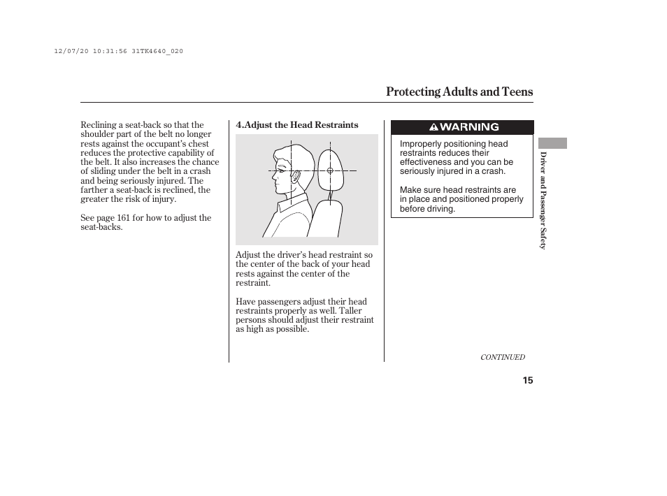 Protecting adults and teens | Acura 2014 TL - Owner's Manual User Manual | Page 21 / 653