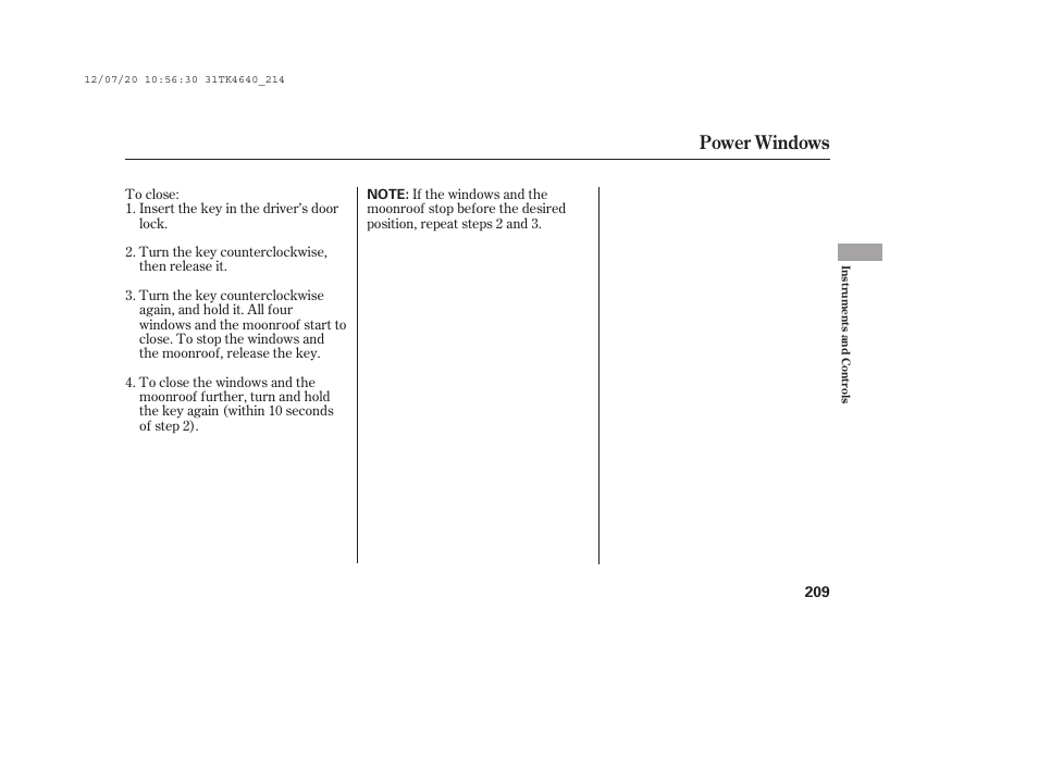 Power windows | Acura 2014 TL - Owner's Manual User Manual | Page 215 / 653