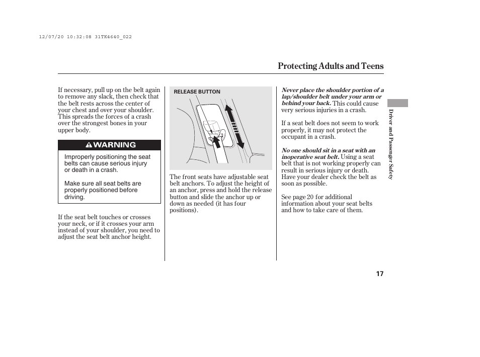 Protecting adults and teens | Acura 2014 TL - Owner's Manual User Manual | Page 23 / 653